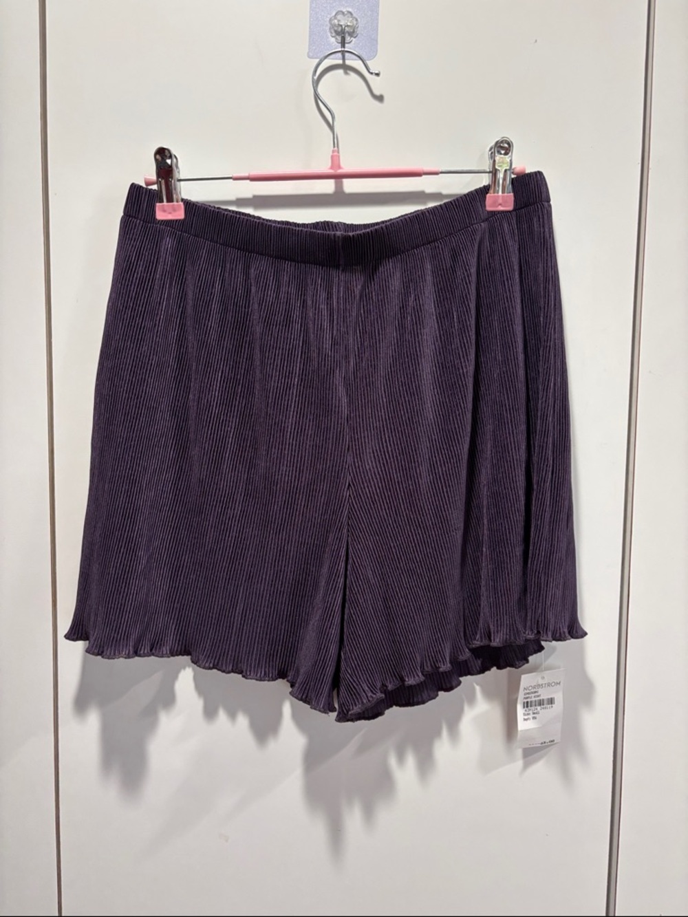 Open edit High-Waist Pleated Flutter Shorts in Plum NWT size small